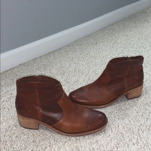 Brown leather booties
